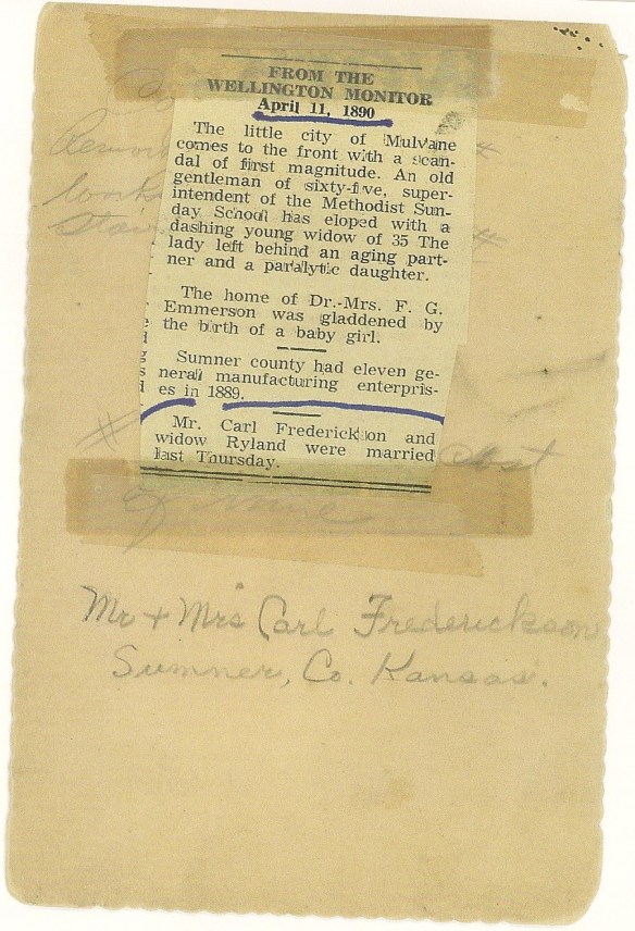 Hannah Carl 1890 Wedding Announcement